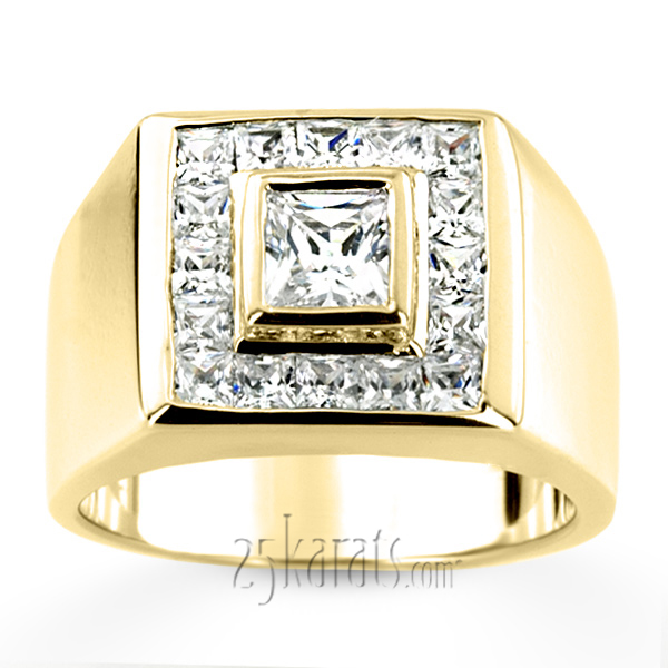 1.62 ct. Princess Cut Channel Set Mens Diamond  Ring - view 3