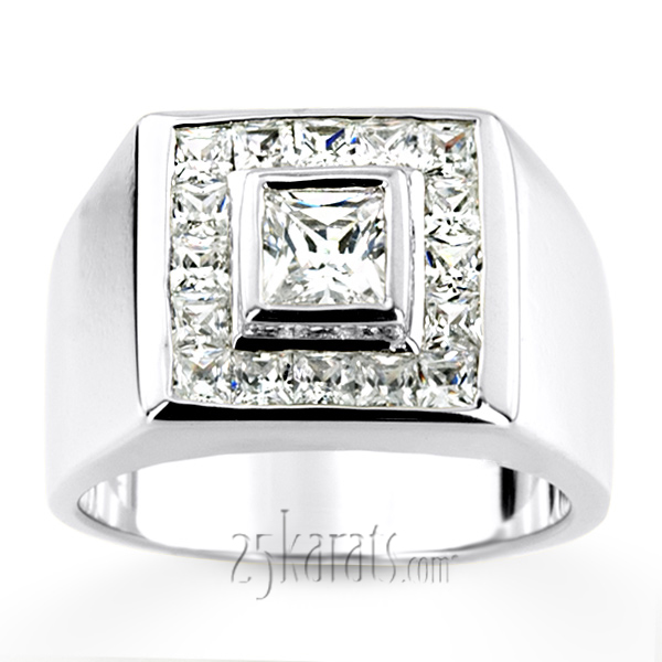 1.62 ct. Princess Cut Channel Set Mens Diamond  Ring - view 4