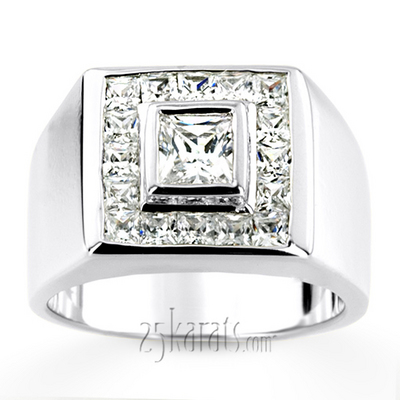 1.62 ct. Princess Cut Channel Set Mens Diamond  Ring - view 4 of 6