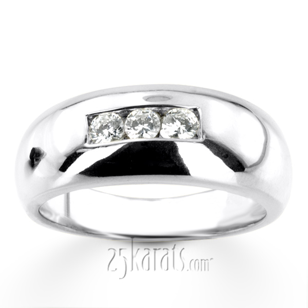 0.30 ct. Three Stone Round Cut Diamond Men Ring - view 3