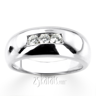 0.30 ct. Three Stone Round Cut Diamond Men Ring - view 3 of 6