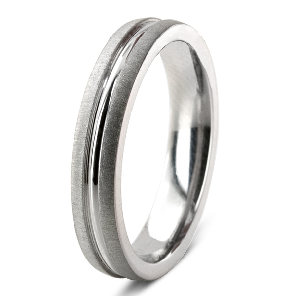 Elegant Incised Cross-satin Wedding Band  - view 2