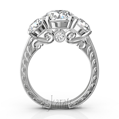 Three Stone Antique Inspired Diamond Engagement Ring (1 1/10 ct. t.w.) - view 7 of 9