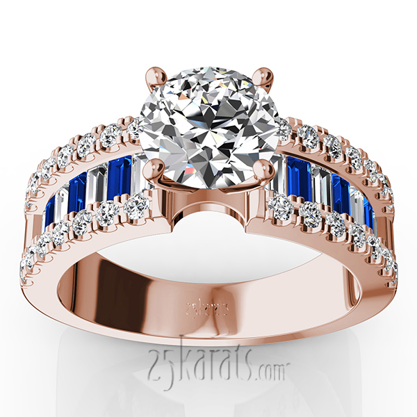 Engagement Ring With Sapphire And Diamond Baguettes (1.25 ct. t.w.) - view 3