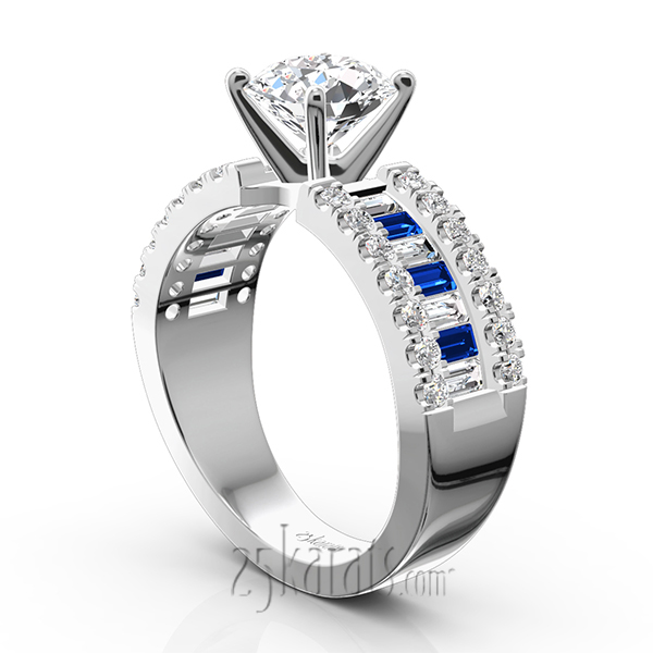 Engagement Ring With Sapphire And Diamond Baguettes (1.25 ct. t.w.) - view 4