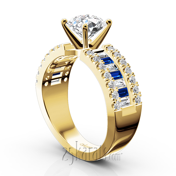 Engagement Ring With Sapphire And Diamond Baguettes (1.25 ct. t.w.) - view 5