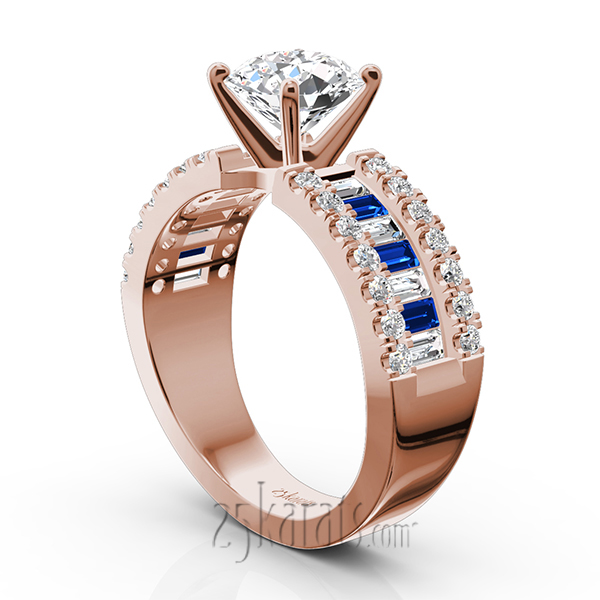 Engagement Ring With Sapphire And Diamond Baguettes (1.25 ct. t.w.) - view 6