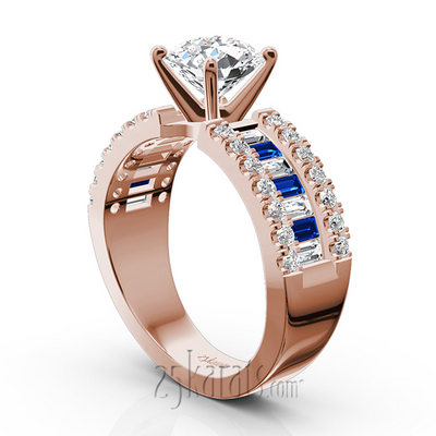 Engagement Ring With Sapphire And Diamond Baguettes (1.25 ct. t.w.) - view 6 of 11