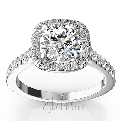 Hand Forged Cushion Halo Engagement Ring (1/3 ct. t.w.) - view 1 of 12