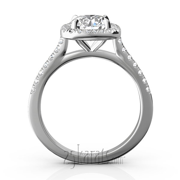 Hand Forged Cushion Halo Engagement Ring (1/3 ct. t.w.) - view 7