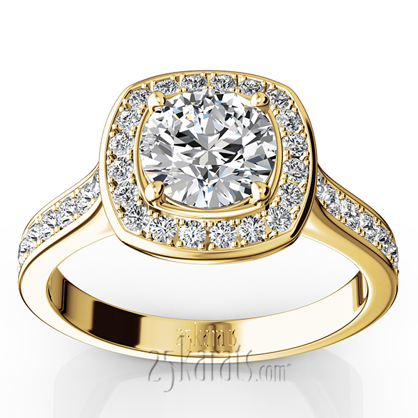 Joyful Halo Pave Set Diamond Engagement Ring (1/2 ct. t.w.)  - view 2