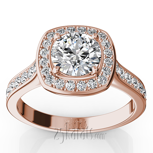 Joyful Halo Pave Set Diamond Engagement Ring (1/2 ct. t.w.)  - view 3