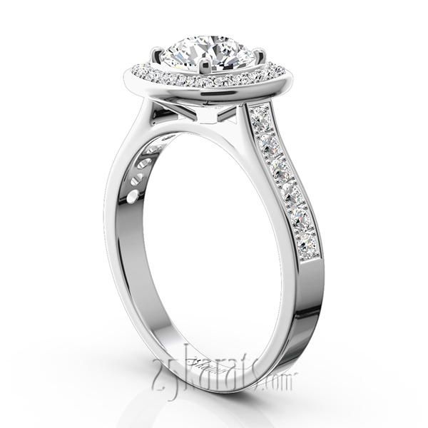 Joyful Halo Pave Set Diamond Engagement Ring (1/2 ct. t.w.)  - view 4