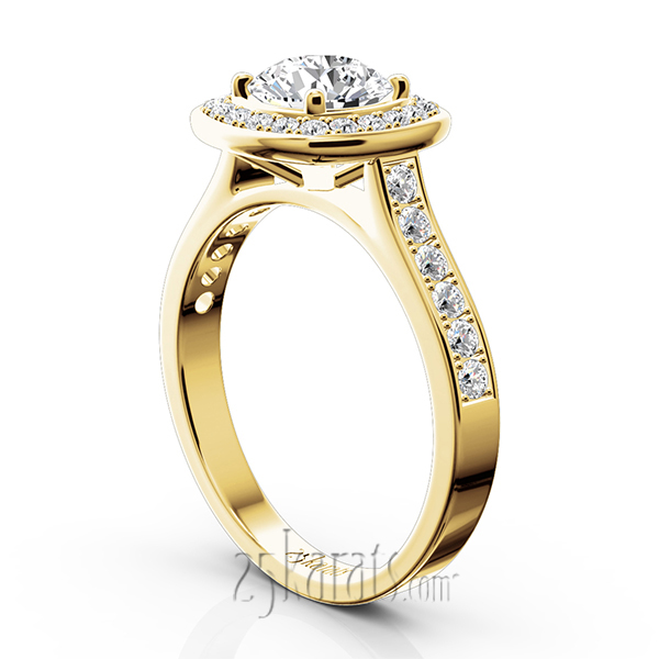 Joyful Halo Pave Set Diamond Engagement Ring (1/2 ct. t.w.)  - view 5