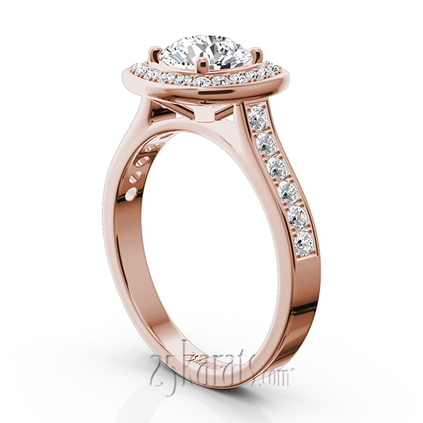 Joyful Halo Pave Set Diamond Engagement Ring (1/2 ct. t.w.)  - view 6