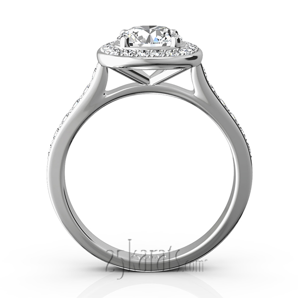 Joyful Halo Pave Set Diamond Engagement Ring (1/2 ct. t.w.)  - view 7