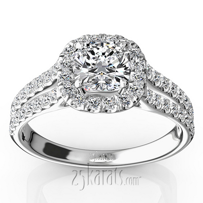 Scalloped Duo Shank Micro Pave Diamond Engagement Ring (1/2 ct. t.w.) - view 1 of 11