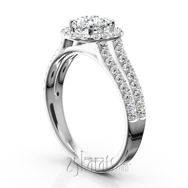 Scalloped Duo Shank Micro Pave Diamond Engagement Ring (1/2 ct. t.w.) - view 4