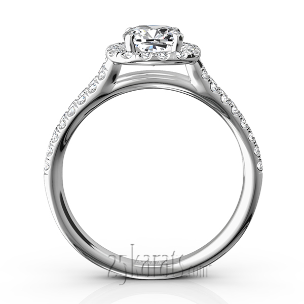 Scalloped Duo Shank Micro Pave Diamond Engagement Ring (1/2 ct. t.w.) - view 7