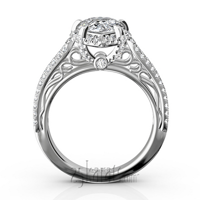 Pear Shape Halo Antique Scroll Engagement Ring (5/8 ct. t.w.) - view 7 of 11