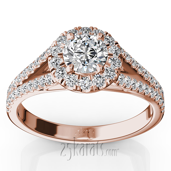 Split Shank Halo Diamond Engagement Ring (1/2 ct. t.w.) - view 3