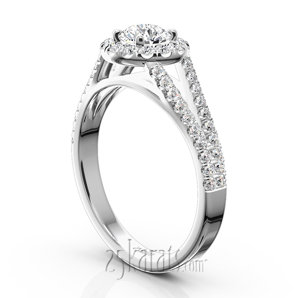 Split Shank Halo Diamond Engagement Ring (1/2 ct. t.w.) - view 4