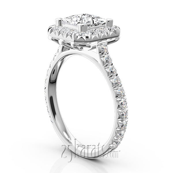 Micro Pave Setting Halo Engagement Ring (7/8 ct. t.w.) - view 4