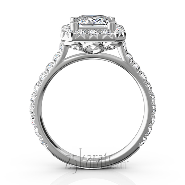 Micro Pave Setting Halo Engagement Ring (7/8 ct. t.w.) - view 7