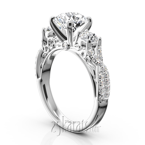 Twist Shank Three Stone Diamond Engagement Ring (1.00 ct. t.w.) - view 4