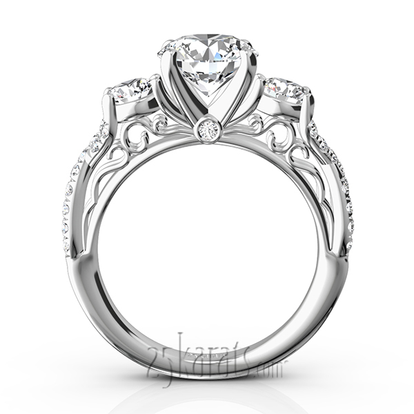 Twist Shank Three Stone Diamond Engagement Ring (1.00 ct. t.w.) - view 7