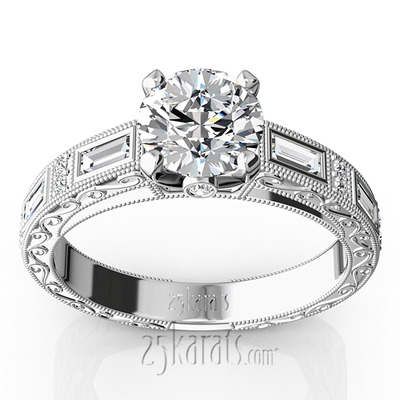 Nostalgic Engraving Design Engagement Ring (1/2 ct. t.w.)  - view 1 of 9