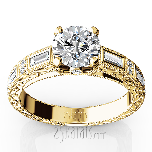 Nostalgic Engraving Design Engagement Ring (1/2 ct. t.w.)  - view 2