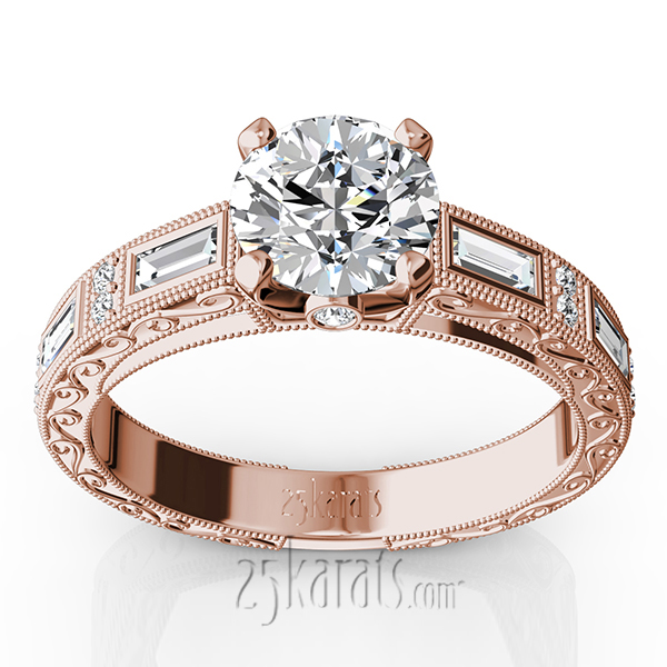 Nostalgic Engraving Design Engagement Ring (1/2 ct. t.w.)  - view 3