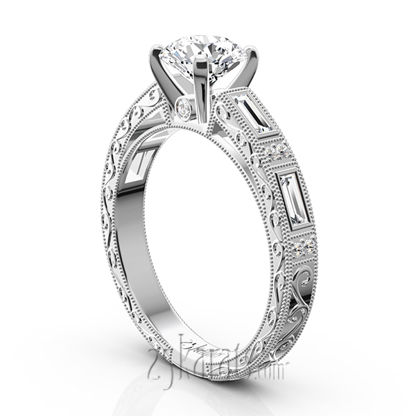 Nostalgic Engraving Design Engagement Ring (1/2 ct. t.w.)  - view 4