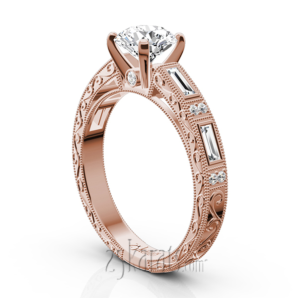 Nostalgic Engraving Design Engagement Ring (1/2 ct. t.w.)  - view 5