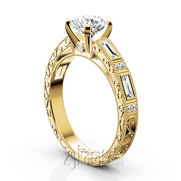 Nostalgic Engraving Design Engagement Ring (1/2 ct. t.w.)  - view 6