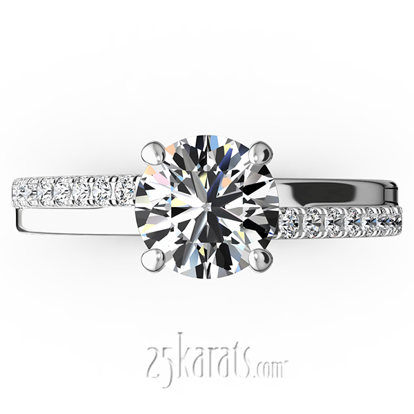 Micro Pave Set 4-Prong Center Diamond Engagement Ring (1/3 ct. t.w.) - view 4