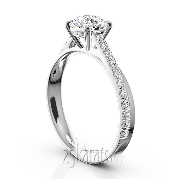 Micro Pave Set 4-Prong Center Diamond Engagement Ring (1/3 ct. t.w.) - view 7