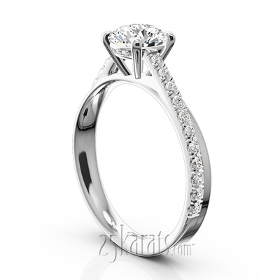 Micro Pave Set 4-Prong Center Diamond Engagement Ring (1/3 ct. t.w.) - view 7 of 12