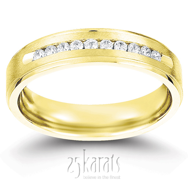 Channel Step Edge Diamond Wedding Band - view 2