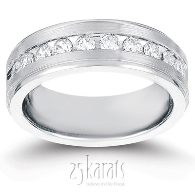 Step Edge Channel Diamond Wedding Band