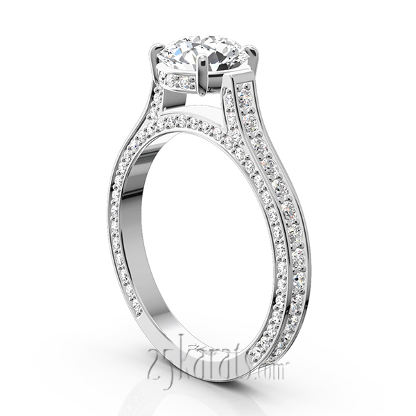 Bright Cut Pave Set Diamond Engagement Ring (7/8 ct. t.w.) - view 4