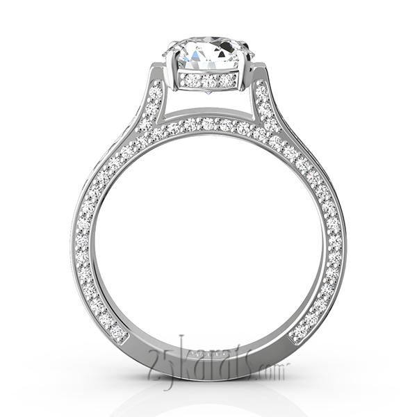 Bright Cut Pave Set Diamond Engagement Ring (7/8 ct. t.w.) - view 7