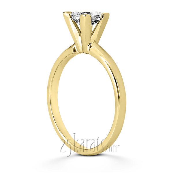 V Tip 4 Prong Classic Princess Cut Solitaire Engagement Ring  - view 1