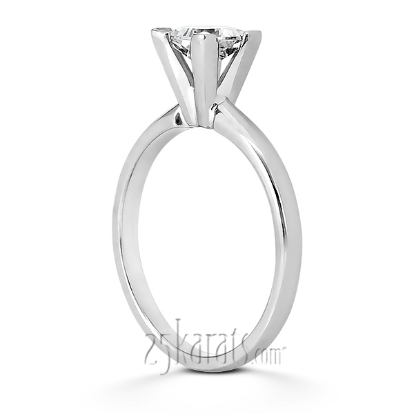 V Tip 4 Prong Classic Princess Cut Solitaire Engagement Ring  - view 2