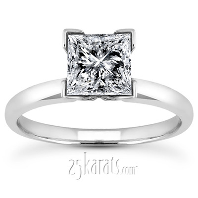 V Tip 4 Prong Classic Princess Cut Solitaire Engagement Ring  - view 4 of 4