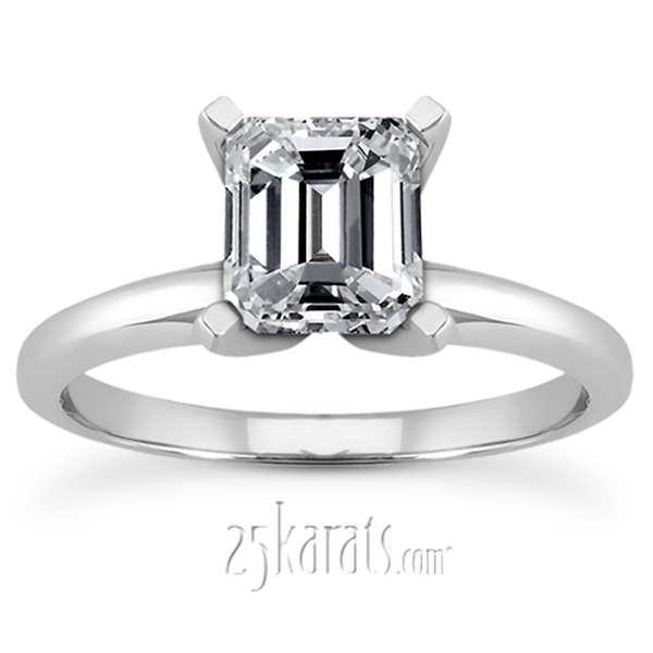 Emerald Cut Solitaire Engagement Ring  - view 4