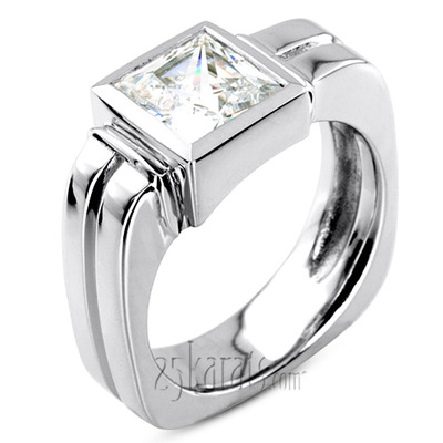 Solitaire Princess Cut Diamond Man Ring (3.00 ct.) - view 1 of 6