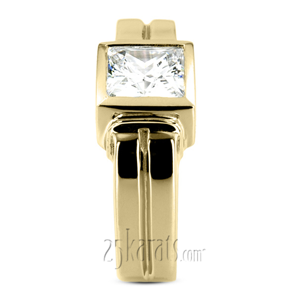 Solitaire Princess Cut Diamond Man Ring (3.00 ct.) - view 6