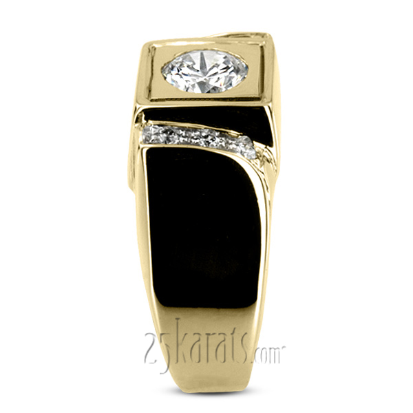 0.12 ct. Round Cut Prong Set Diamond Man Ring (0.75ct Center) - view 5